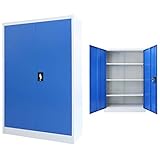 Voupuoda Büroschrank Metall, Lagerschrank, Metallschrank, Aktenschrank, Mehrzweckschrank, 90 x 40 x 140 cm Grau und B