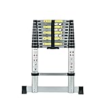 3,2M Teleskopleiter, Mehrzweckleiter Aluminium, 150 kg/330 Pfund Belastbarkeit, Ausziehbar Aluleiter, Ausziehleiter für Dachboden/Kletterdach/Büronutzung/Baujob