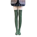 Damen Kniestrümpfe Dicke Stricksocken, rutschfeste über Knie Baumwollsocken Warmer Strumpf Damen Beinwärmer (E)