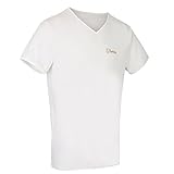 TanMeOn Durchbräunendes V-Ausschnitt Shirt für Herren, T-Shirt braun Werden, Farben: Weiss, Blau oder Grau, Größen: S, M, L, XL, XXL (Weiss, M)