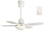 Sichler Haushaltsgeräte Ventilator Decke: Kompakter Deckenventilator, 4 Metallflügel, 3 Stufen, Ø 61 cm, 70 Watt (Deckenventilator Fernbedienung)