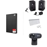 Logitech Z150 PC-Lautsprecher + Logitech K360 Kabellose Tastatur Deutsches QWERTZ-Layout + Logitech MX Master 2S Kabellose Maus + Seagate One Touch tragbare Externe Festplatte 2 TB