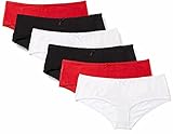 Falechay-Unterhosen-Damen-Baumwolle-Unterwäsche 6er Pack Slips Hipsters Spitze Panties Schwarz Weiß Rot M