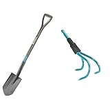 Gardena NatureLine Spitz-Spaten: Gartenspaten mit Beschichtung zum Umgraben und Ausheben & combisystem-Grubber: Hacke mit 3 Zinken, ideales Gartenzubehör zum Lockern und Lüften des Bodens, 9
