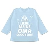 Statement Sprüche Baby - Ich Liebe Meine Oma so sehr - 18/24 Monate - Babyblau - Shirt oma Spruch - BZ11 - Baby T-Shirt Lang