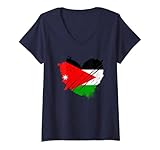 Damen Jordanien-Flagge 'I love Jordan is in my DNA', Geschenk für Jordanien T-Shirt mit V
