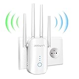 JOOWIN WLAN Verstärker, WLAN Repeater bis 1200 Mbit/s Dualband Signalverstärker Repeater/Router/AP Modus, 4 Antennen, Wireless Signal Range Extender für Allen WLAN G