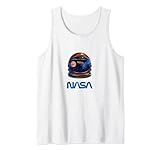 NASA Worm Logo Astronaut Helm Planet Satellit Tank Top