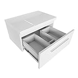 Waschtischunterschrank mit Platte 80 cm Hängend Badmöbel Set für Aufsatzwaschbecken Schubladeschrank Hängeschrank (Weiß)