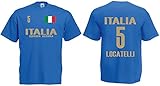 Italien-Italia Locatelli Herren T-Shirt EM 2020 Trikot Look Style Squadra 5 Royal XXXL