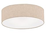 Große Deckenleuchte Ø 60cm 4flammig mit Lampenschirm Leinen Beige & LED dimmb