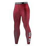 Xmiral Herren Sport Und Fitness Trainings Strumpfhosen Hohe Elastizität, Schnelltrocknend Und Schweißtreibend Leggings Und Hosen (09 Rot, 3XL)