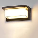 Vakola LED Wandleuchte Außen / Innen, Wasserdicht Außenlampe Außenbeleuchtung Wand Schwarz Außenwandleuchte Wandlampe Rechteck für Außenbreich Outdoor Veranda Garag