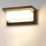 Vakola LED Wandleuchte Außen / Innen, Wasserdicht Außenlampe Außenbeleuchtung Wand Schwarz Außenwandleuchte Wandlampe Rechteck für Außenbreich Outdoor Veranda Garag