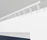 ALOHA Gardinenschiene aus Aluminium Vorhangschienen, Deckenbefestigung 2, 3, 4 -läufig für Schiebevorhänge, Vorhänge (RIO / 2-läufig / 280cm / mit Faltenlegehaken / Weiß)