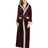 IJNBHU Damen Leichte Pyjamas Lange Morgenmäntel Warme Weihnachten Herbst Winter Kuschelige Flauschige Kapuzen Morgenmantel Damen Robe Fleece B