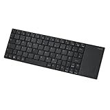 Rapoo E2710 kabellose Tastatur, 2.4 GHz Wireless via USB, Multimedia, flaches Edelstahl Design, Touchpad, für Smart TV/Media PC, DE-Layout QWERTZ, schw