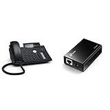 Snom D345 IP Telefon, SIP Tischtelefon (hochauflösendes Display, 12 SIP-Identitäten, 12 (48) konfigurierbar), schwarz & TP-Link TL-POE150S Gigabit PoE Injector (2 10/100/1000Mbps RJ45 Port) schw