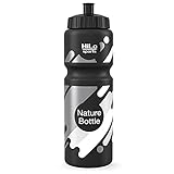HiLo sports Fahrrad Trinkflasche 750ml - Rohstoff Zuckerrohr - Bio Based Sportflasche - BPA freie Trinkflasche für das Fahrrad - Radflasche schwarz (schwarz, weiß)