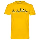 Herzschlag Kinderwagen T-Shirt | EKG | Papa | Vater | Kind Familie Tochter Sohn Gelb L