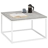 CARO-Möbel Couchtisch Novy Wohnzimmertisch mit elegantem Metallgestell, Beistelltisch in Betonoptik/weiß, 67 x 67