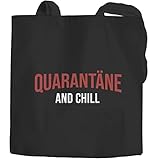 Moonworks® Jutebeutel Quarantäne and chill Parodie Serien streamen Virus zuhause bleiben Stofftasche schwarz 2 lange Henk
