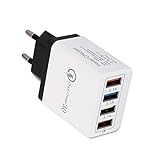 NXACETN Travel Power Adapter Tragbar 4 USB-Anschlüsse QC 3.0 Schnelllade-Ladegerät Schwarz *EU Plug