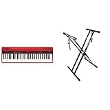 Roland GO-61K Tastatur - Music Creation Keyboard, rot, Spiele überall Dank Batteriebetrieb und Smartphone-Verbindung & RockJam xfinity doppelstrebiger pre hochparametrierbares Keyboard-S