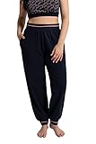 Ulla Popken Damen große Größen Übergrößen Plus Size Homewear-Hose, College-Look, elastische Bündchen Marine 50+ 796102130-50+
