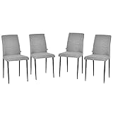 HOMCOM 4er-Set Küchenstühle Esszimmerstühle Bürostuhl mit Rückenlehne Polstersessel Kunstleder Sessel Holzbeine Grau 41,5 x 54,5 x 87