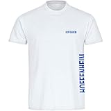 Multifanshop® Kinder T-Shirt Hoffenheim - Brust & Seite - Druck:blau - Shirt Mädchen & Jungen Fußball Fanartikel Fanshop - Größe:128 weiß