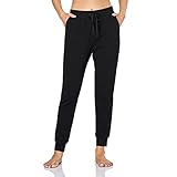 GIMDUMASA Jogginghose Damen Slim Fit Baumwolle Sporthose Freizeithose mit Streifen Traininghose Sweathosen mit Seitentaschen für Jogging Laufen Fitness GI06（Schwarz, L）