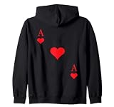 Backprint Herz Ass Karte und Kartenspiel Valentin Kapuzenjack