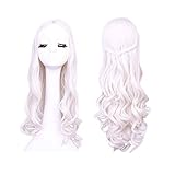 GOUDAN-QIU Mode Perücke, große Kopfhaut, die Lange lockiges Haar, Cosplay Perücke, weiße Perücke Königin QIU
