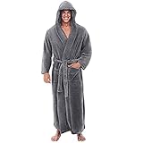 Haiorziyou Morgenmantel Herren Kurz Fleece Winter verlängert Plüsch Schal Bademantel Home Kleidung Langarm Robe Mantel Bademantel mit Kapuze Nachthemd Saunamantel Langarm Rob