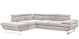 Mivano Ecksofa Prestige, Modernes Schlafsofa in L-Form mit Ottomane und Bettfunktion, Kopfstützen und Armlehne verstellbar, 265 x 74 x 223, Strukturstoff, beig