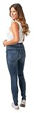 Gio Milano, Gio-Elisa, schmale Power-Stretch-Hose im leichten Destroyed Look (40K, Blue Washed)