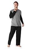 CityComfort Herren-Schlafanzug, super weich, Baumwoll-Mischgewebe, Pyjama-Set für Herren, Nachtwäsche, Loungewear, Trainingsanzug Gr. L, Boot Leg C