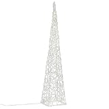 LED Pyramide Lichterkegel – Beleuchtung für Weihnachten innen außen – Acryl-Figur mit Trafo IP44 Timer – 60 Leuchten weiß 90 cm hoch X