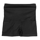 Schwangere Damenhose, dehnbar und atmungsaktiv Weiche und dehnbare Damen-Umstandsslips Hautfreundliche verstellbare Schwangere-Shorts für Schwangere(Schwarz, XL)