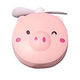 BAOLE 3 in 1 Piggy Kosmetikspiegelventilator, tragbarer Make-up-Spiegel-Taschenventilator mit LED-Licht, wiederaufladbarer USB-Spiegelventilator für unterwegs Camping Dependab