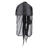 Colcolo Satin Seidig Atmungsaktiver Bandana Hut Rag Chemo Headwrap Langschwanz Durag Kappe - Schwarz, 56-58