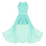 iEFiEL Sweet Prinzessin Lace Blumenmädchenkleider für Hochzeits Brautjungfern Festzug Partei Festliches Kleid Kinder Overall Jumpsuit Gr. 104-176 Minz Grün 152