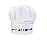 Benutzerdefinierte Kochmütze Unisex Chef Personalisiert Name Text oder Logo Kochmütze aus Baumwolle Küche Hotel Restaurant Gastro-Hüte Einstellbar Kochen, Weiß, Custom Chef Hat Personalized Name Log