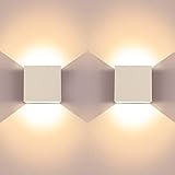 2 Stück LED Wandleuchte Innen, 6W Weiß Wandlampen, Moderne Aluminium Wandleuchten, Wandlampe Oben und Unten, Geeignet für Wohnzimmer Schlafzimmer Flur Treppenhaus Esszimmer Küche, Warmweißes L