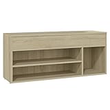 vidaXL Schuhbank Sitzbank Bank Sitztruhe Schuhschrank Schuhablage Schuhregal Schuhaufbewahrung Schuhständer Sonoma-Eiche 105x30x45cm Spanp