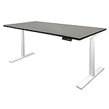 Novigami Schreibtisch elektrisch höhenverstellbar Josi | BxT 1600 x 800 mm | Gestell Weiß | Basaltgrau-Schwarz | Tischgestell Stehtisch Bürotisch Tischp