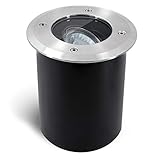 SSC-LUXon JUAVI schwenkbarer LED Bodeneinbaustrahler GU10 IP67 - mit LED GU10 6W warmweiß 230V - Bodenstrahler außen befahrb