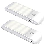 LED Nachtlicht mit Bewegungsmelder und Dämmerungssensor 12LED, [2 Stück]LED Licht USB Wiederaufladbare Nachtlampe Schranklicht mit 3 Modi(Auto/ON/OFF)für Kinderzimmer, Bad, Flur, Küche(Warmweiß)