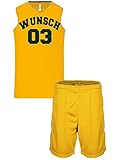 Wunschnummer + Name Basketball Set Trikot + Shorts Proact Tank Shirt + Hose Bundle Navy Black White Red Yellow XS S M L XL XXL 3XL 4XL Teamshirt Personalisierbar (Yellow, XXL)